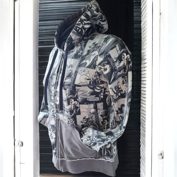 Disney Parks Comic Book Villains Takeover Hoodie Full-Zip Sweatshirt Youth Sz S - Picture 2 of 11